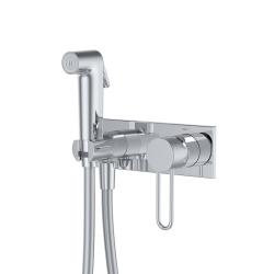 Смеситель IDDIS Duna с гигиеническим душем, встраиваемый, однорычажный, керамический, без излива, с гибким шлангом/лейкой, латунь, цвет глянцевый хром