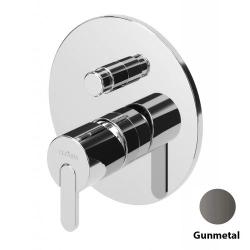 Смеситель для душа Cezares Leaf, встраиваемый, однорычажный, без излива, с переключателем, керамический, латунь, внутренний (скрытый монтаж), цвет Gunmetal PVD