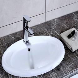 Раковина для ванной CeramaLux 3172 58х20х44,4 встраиваемая, овальная, керамическая/фарфоровая, цвет белый, с отверстием под смеситель, слив-перелив