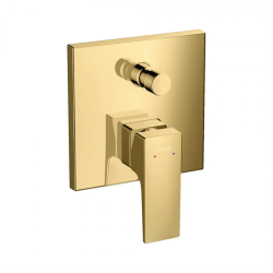 Смеситель для ванны Hansgrohe Metropol скрытого монтажа, настенный/встраиваемый, однорычажный, латунный, без излива, керамический, квадратный, цвет полированное золото, без душевого гарнитура