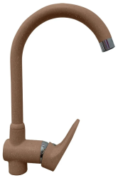 Смеситель для кухни/мойки GranFest, однорычажный, керамический картридж, высокий, с поворотным изливом, длина 186 мм, латунь, цвет терракот