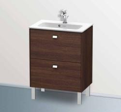 Тумба под раковину Duravit Brioso, 62х47,9х68,3 см, напольная, цвет: каштан темный/хром, 2 выдвижных ящика, ДСП, прямоугольная, левая/правая, в ванную комнату