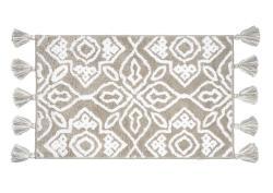 Коврик для ванной комнаты IDDIS Décor 500х800 мм, цвет бежевый с белым узором, с декоративными пушистыми кисточками, микрофибра DT02P58i12