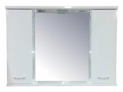 Зеркальный шкаф Loranto Коралл 100, 100х72,5 см, подвесной, цвет белый, зеркало, с 2 распашными дверцами, прямоугольный, правый/левый, правосторонний/левосторонний