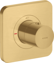 Смеситель для душа Axor Citterio E 120/120, термостатический, скрытого монтажа, настенный, без излива/шланга/лейки, квадратный, латунный, цвет шлифованное золото, с термостатом, встроенный/встраиваемый/термостатный