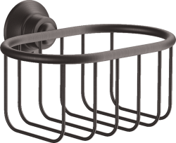 Мыльница/корзинка Axor Montreux 160/101 настенная, угловая, цвет: шлифованный черный хром, металлическая, прямоугольная, для душа/мыла, в ванную комнату