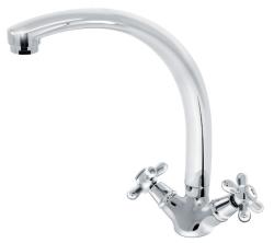 Смеситель для кухни/мойки Варион РЕТРО излив MAXI, двухвентильный, поворотный, кран-буксы, длина излива 210 мм, латунь, цвет хром