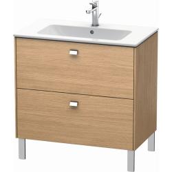 Тумба под раковину Duravit Brioso, 82х46,9х69,3 см, напольная, цвет: дуб европейский/хром, 2 выдвижных ящика, ДСП, прямоугольная, левая/правая, в ванную комнату