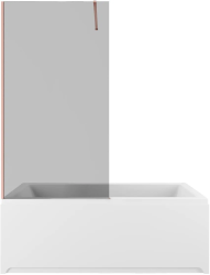 Шторка на ванну Allen Brau Infinity 3 универсальная, размер 825х1600 мм, закаленное стекло 8 мм, фиксированная, стекло тонированное, профиль медь браш