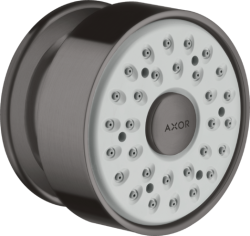 Форсунка душевая Axor 1jet боковая, настенного монтажа, круглая, с 1 режимом, размер 6,5 см, металлическая, цвет шлифованный черный хром, в стену, для душа/ванной/душевой кабины