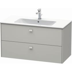 Тумба под раковину Duravit Brioso, 102х46,9х56,3 см, подвесная, 2 выдвижных ящика, ДСП, цвет: бетонно-серый, шкафчик навесной, механизм доводчика, прямоугольная, правая/левая, в ванную комнату