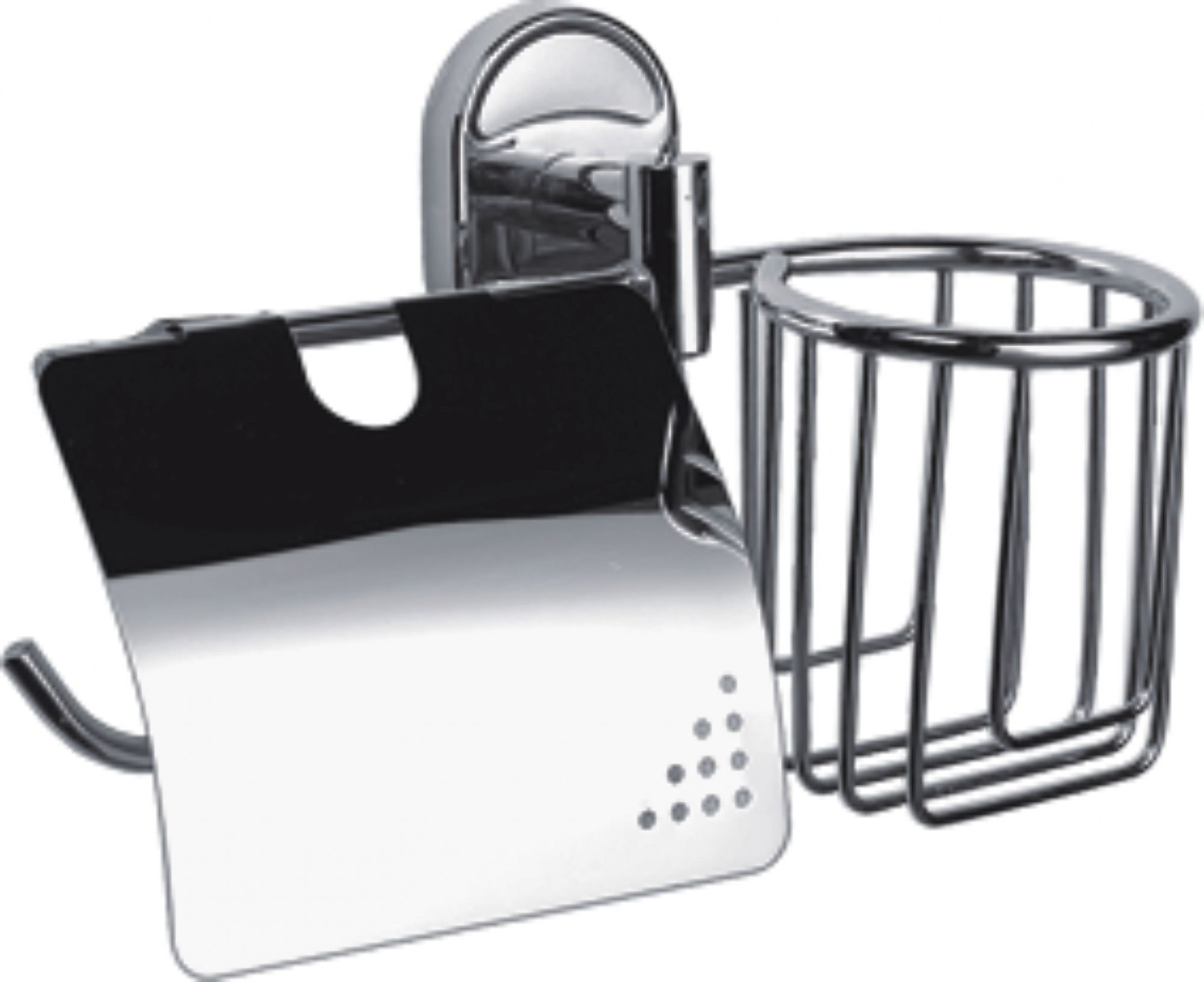 Держатель для туалетной бумаги и дезодоранта HAIBA (хром) с крышкой настенный, металлический, для туалета/ванной