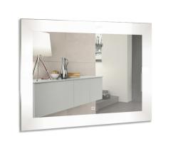 Зеркало Azario Норма New, 80х60 см, с LED/ЛЕД-подсветкой, с диммером, с подогревом, часы, прямоугольное, выключатель сенсорный, для ванны, навесное/подвесное/настенное