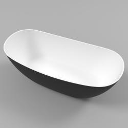 Ванна Whitecross Onyx C, 160х75 см, из искусственного камня, цвет- черный/белый матовый, (без гидромассажа) овальная, отдельностоящая, правосторонняя/левосторонняя, правая/левая, универсальная