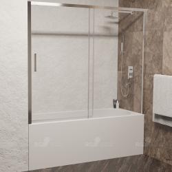 Душевая шторка на ванну RGW SC-45, 170х150 см, прозрачное стекло, профиль хром, раздвижная двустворчатая, плоская/панель, правая/левая, правосторонняя/левосторонняя, универсальная, из закаленного стекла