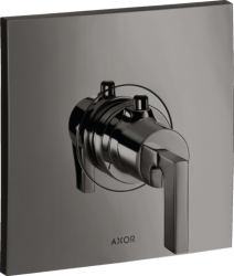 Смеситель для душа Axor Citterio HighFlow, термостатический, с рычаговой рукояткой, скрытого монтажа, настенный, без излива/шланга/лейки, квадратный, латунный, цвет полированный черный хром, с термостатом, встроенный/встраиваемый/термостатный