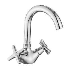 Смеситель для раковины/умывальника Splenka S80.13 двухвентильный, поворотный, нефиксированный, длина излива 130 мм, латунь, цвет хром