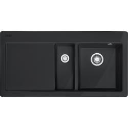 Мойка кухонная Franke MYTHOS MTK 651-100, две чаши, 100х51 см, врезная, керамическая (Fraceram®), прямоугольная, цвет оникс, без отверстия под смеситель, с крылом, правосторонняя, чаша справа