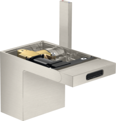 Смеситель для биде Axor MyEdition однорычажный, без панели, керамический, фиксированный излив, длина 12,1 см, латунь, цвет под сталь, без шланга/лейки, со сливным гарнитуром