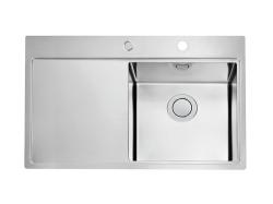 Мойка кухонная ALVEUS PURE UP 40 KMB 90 FI 79х52,5х20,5 см, слив 90, чаша справа, врезная сверху/вровень со столешницей, с крылом, правая, нержавеющая сталь, прямоугольная, цвет нержавеющая сталь (КМБ), 1 отверстие под смеситель