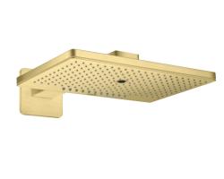 Верхний душ AXOR ShowerSolutions 460/300 3jet, с держателем, с розеткой, настенный монтаж, прямоугольный, с 3 режимами, размер 46,6х30 см, металлический, цвет: шлифованная медь, для душа/ванной