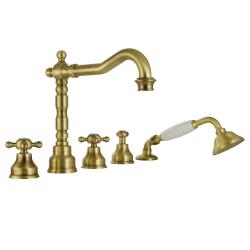 Смеситель для ванны/душа Migliore Revival, на борт ванны, двухвентильный, неповоротный, длина 210 мм, керамический, латунь, цвет бронза