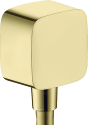 Шланговое подсоединение Axor ShowerSolutions Fixfit softsquare, размер 6,4х6,4 см, цвет полированная медь, квадратное, настенное, латунное/пластиковое, с обратным клапаном, подключение для душевого шланга