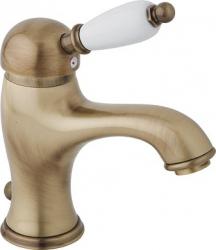 Смеситель для раковины Cezares Elite, однорычажный, низкий, длина излива 110 мм, неповоротный, керамический, латунь, цвет бронза, с донным клапаном