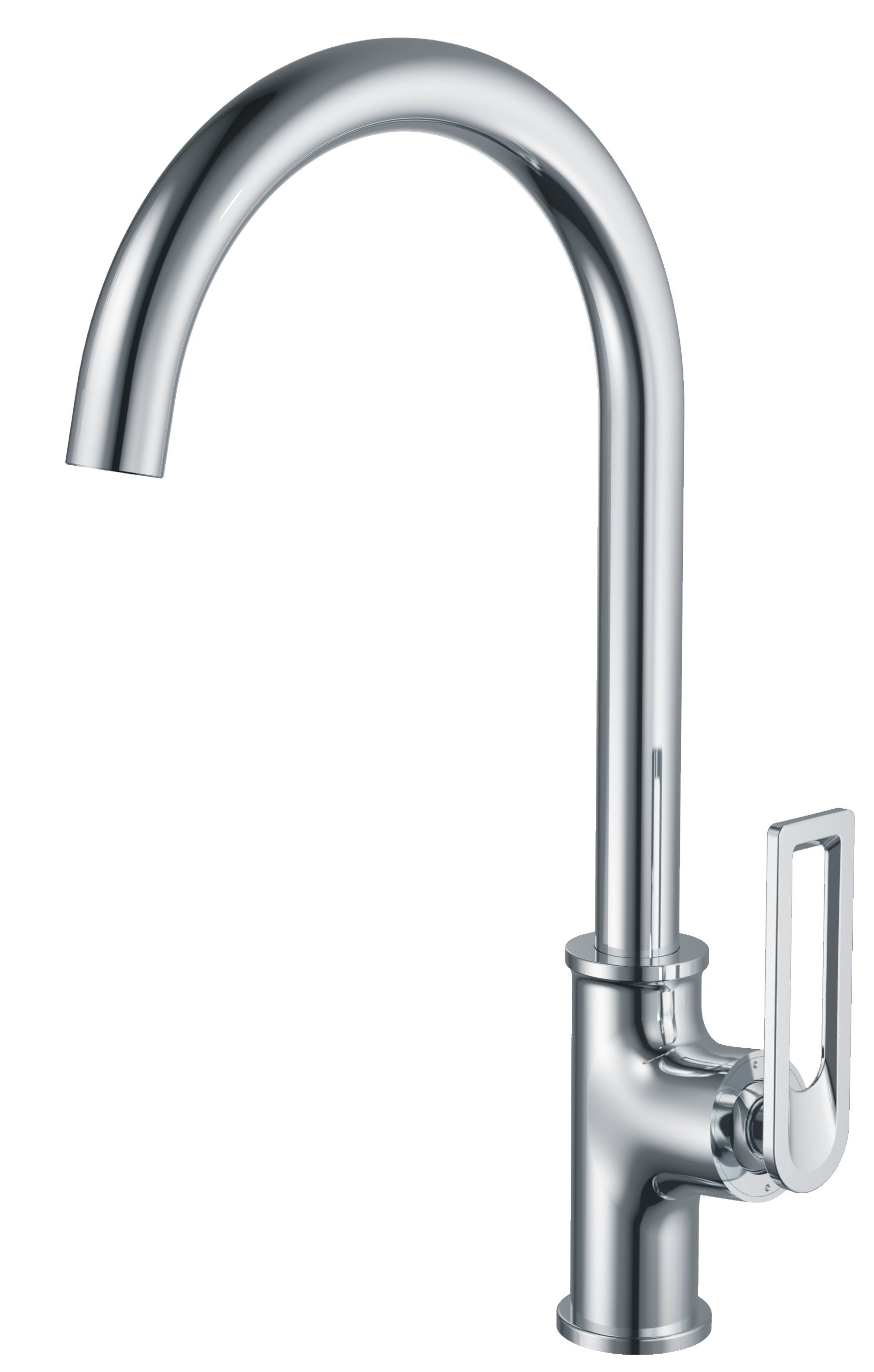 Смеситель для кухни/мойки HAIBA однозахватный, поворотный, латунный, с длинным изливом, длина 209 мм, латунь, цвет хром