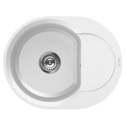 Мойка кухонная Omoikiri Sakaime 60E-WH, 47х60 см, врезная, из искусственного гранита (Tetogranit), овальная, цвет белый, без отверстия под смеситель, с крылом, оборачиваемая, слив-перелив, врезная в столещницу, для кухни