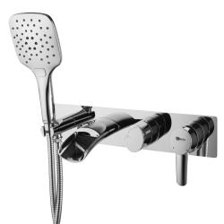 Смеситель для ванны/душа Lemark Atlantiss, встраиваемый, однорычажный, неповоротный, длина излива 125 мм, керамический, латунь, цвет хром