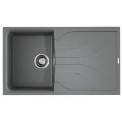 Мойка кухонная Omoikiri Yasugata 86-GR, 50х86 см, врезная, из искусственного гранита (Tetogranit), прямоугольная, цвет ленинградский серый, без отверстия под смеситель, с крылом, оборачиваемая, слив-перелив, врезная в столещницу, для кухни