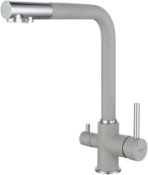 Смеситель для кухни/мойки GranFest, с подключением фильтра для питьевой воды, однорычажный, керамический картридж, высокий, с поворотным изливом, длина 218 мм, латунь, цвет песочный