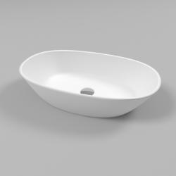 Раковина Whitecross Amazon 60х35 см, накладная, из искусственного камня, овальная, цвет белый матовый, без отверстия под смеситель, без перелива, умывальник