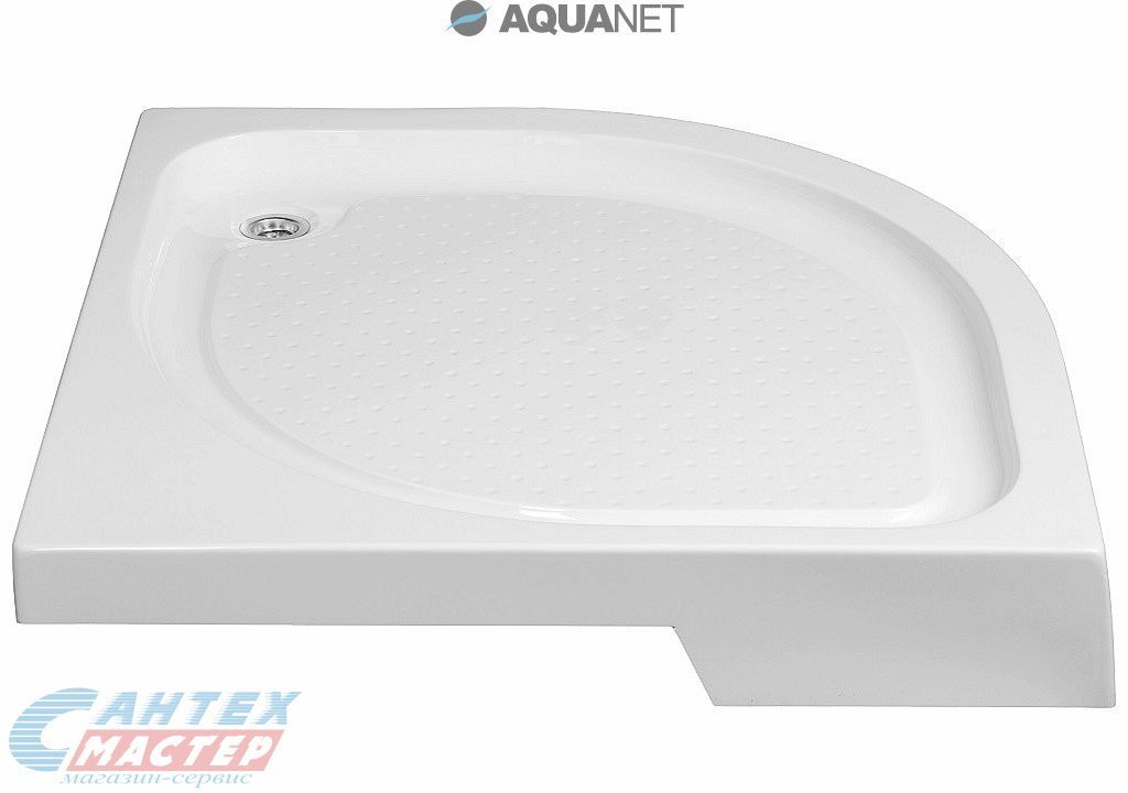 Душевой поддон Aquanet НХ515 80х80х15 см, полукруглый/уголок/угловой/четверть круга, акриловый, средний, белый, с легким рифлением против скольжения, с бортиком, литой, литьевой, для душа, душевых уголков, кабинок, квартиры, дома, дачи, размеры