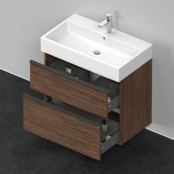 Тумба под раковину Duravit D-Neo, 78,4х44,2х62,5 см, подвесная, 2 выдвижных ящика, ДСП, цвет: орех темный, шкафчик навесной, прямоугольная, правая/левая, в ванную комнату