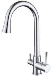 Смеситель для кухни/мойки Aquatek Вега с каналом для фильтрованной воды, однорычажный, поворотный, керамический картридж, излив 195 мм, высота излива 269 мм латунь, цвет хром