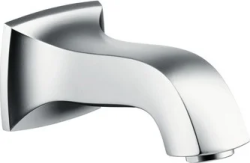 Излив на ванну Hansgrohe Metropol, настенный, латунь, хром, квадратный, длина излива 15,8 см, встраиваемый/встроенный, для смесителя/ванны/ванной/душевой, без смесителя, фиксированный