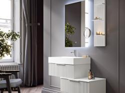 Тумба Cezares Premium Plisse, 90х45х27 см, подвесная, 1 выдвижной ящик, цвет белый матовый, шкафчик навесной, механизм доводчика, прямоугольная