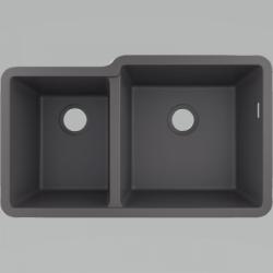 Мойка кухонная Hansgrohe 305/435, S51, S510-U760, две чаши 82х48,5х24,5 см, встраиваемая снизу/под столешницу, искусственный гранит, прямоугольная, цвет серый камень, без отверстия под смеситель
