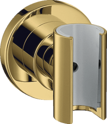 Держатель для душевой лейки Axor Citterio, настенный, металлический, фиксированный, круглый, для душа/ванной/душевой кабины, цвет полированное золото, на стенку