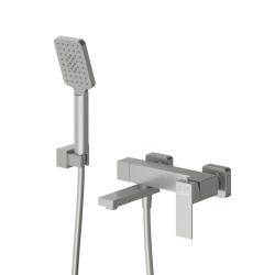 Смеситель для ванны/душа Cezares Slider настенный, однорычажный, поворотный излив, длина 155 мм, керамический, нержавеющая сталь, цвет сатин