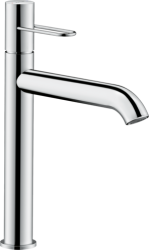 Смеситель для раковины/умывальника Axor Uno 190, однорычажный, с рукояткой-петлей, фиксированный излив, длина излива 20,1 см, керамический, латунь, цвет хром, с незапираемым сливным набором