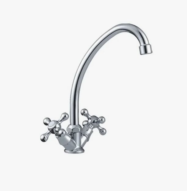 Смеситель для кухни/мойки HAIBA CRON CN4008 двухвентильный, поворотный, длина 233 мм, силумин, цвет хром