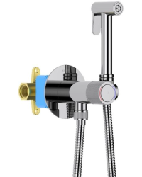 Смеситель с гигиеническим душем Aquatek Бетта встраиваемый, однорычажный, керамический, без излива, с гибким шлангом/лейкой, латунь, цвет хром