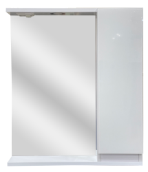Зеркальный шкаф GRADEONIKA "Зефир 600", 60х14х70 см, с LED/ЛЕД-подсветкой, подвесной, цвет белый, зеркало, 1 распашная дверца, прямоугольный, правый/правосторонний