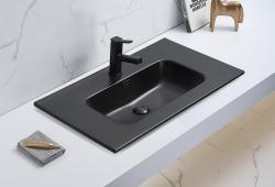 Раковина для ванной CeramaLux 9060MMB 61,3х17,1х46,6 встраиваемая, прямоугольная, керамическая/фарфоровая, цвет чёрный матовый, с отверстием под смеситель, слив-перелив