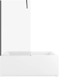 Шторка на ванну Allen Brau Infinity 3 универсальная, размер 825х1600 мм, закаленное стекло 8 мм, фиксированная, стекло прозрачное, профиль черный браш