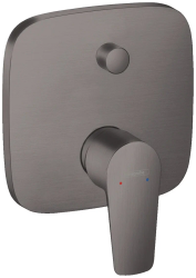 Смеситель для ванны Hansgrohe Talis E скрытого монтажа, настенный/встраиваемый, однорычажный, латунный, без излива, квадратный, керамический, цвет шлифованный черный хром, без душевого шланга/лейки