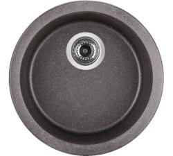 Мойка кухонная Longran Ultra, 46х46х20 см, врезная, искусственный гранит, круглая, цвет лава, без отверстия под смеситель, без крыла, слив-перелив, врезная в столещницу, для кухни
